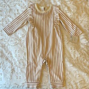 Pehr Pink and white striped romper with tags!